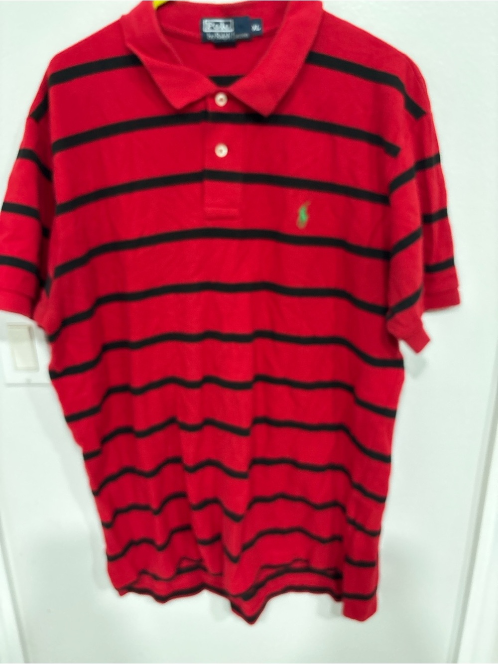 Polo by Ralph Lauren Red Striped Cotton Polo Shirt XL